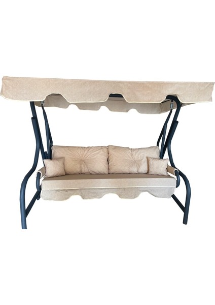 3 Kişilik Lüks Vip Düğmeli Salıncak Minderi Cappuccino Bahçe Minderi modelleri