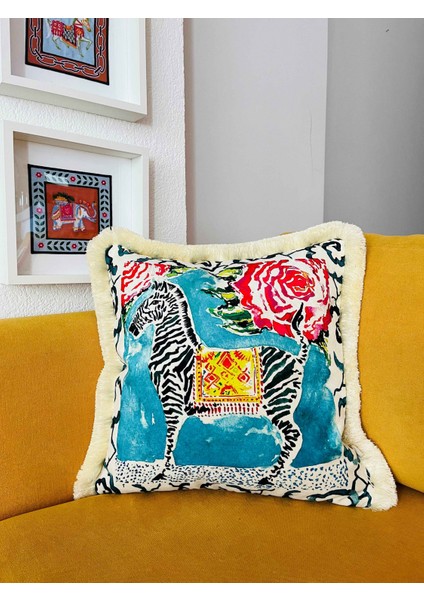 Dekoratif Zebra Desenli Kadife Kırlent Kılıfı 45 cm x 45 cm fiyatları