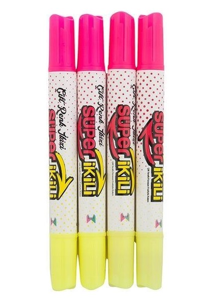 Fosforlu Kalem Kesik Uç Çift Taraf Sarı-Pembe 2531