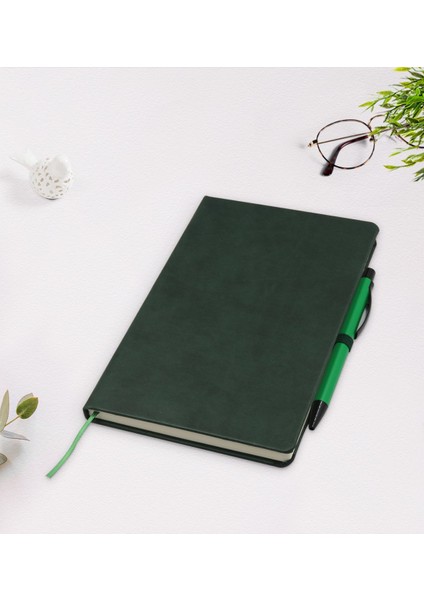 Kişiye Özel Isimli Yeşil Termo Deri Defter Kalem Seti Model 4