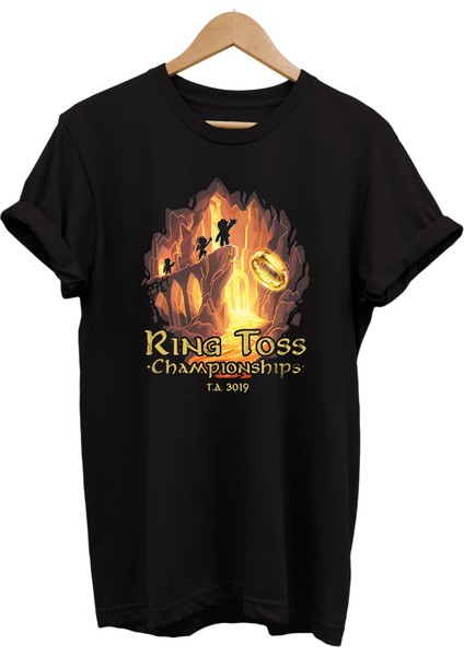 Lotr Yüzüklerin Efendisi Yüzük Atma Şampiyonası Baskılı %100 Pamuk Oversize T-Shirt