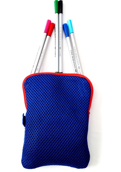 Piano Fineliner 04 Keçe Uçlu Kalem Özel Mavi Çantasıyla 6'lı Kırmızı Mavi Lacivert Yeşil Pembe Siyah