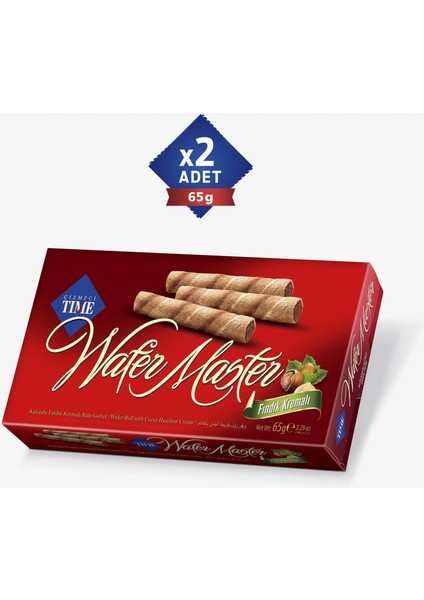 Wafer Master Fındık Kremalı Rulo Gofret 65 gr x 2 Adet