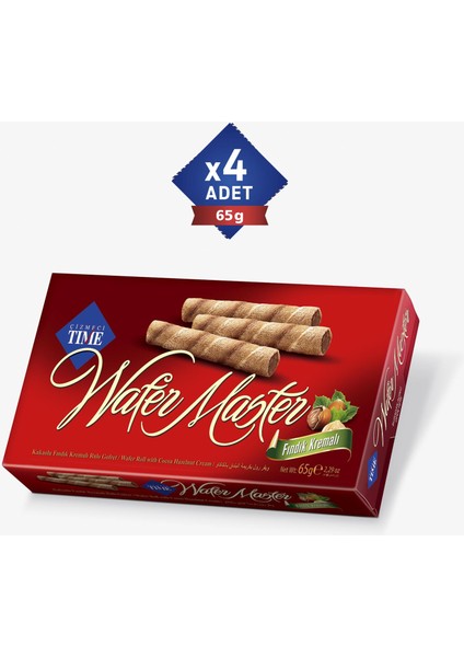 Wafer Master Fındık Kremalı Rulo Gofret 65 gr x 4 Adet