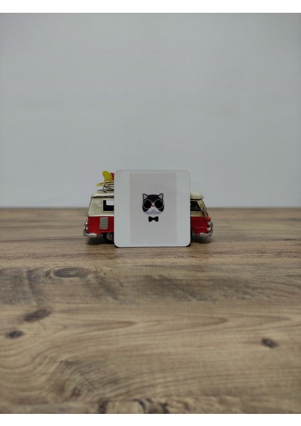 Kedi Serisi - Papyonlu Kedi Kupa (Bardak) Altlığı