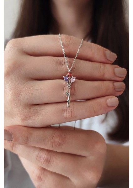 925 Ayar Gümüş Balonlu Kız Tasarım Kadın Kolye modelleri