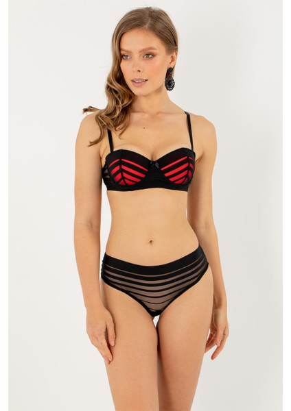 Push-Up Dolgulu Straplez Sütyen Takım