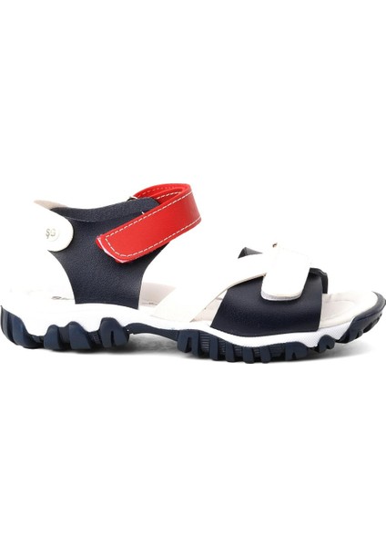 ŞR60 Lacivert-Beyaz-Kırmızı Erkek Çocuk Comfort Sandalet