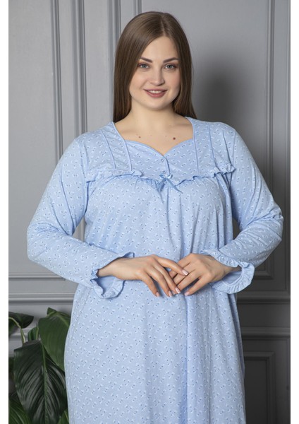 Mevsimlik Uzun Kol Pamuklu Penye Büyük Beden Anne Gecelik 180 modelleri