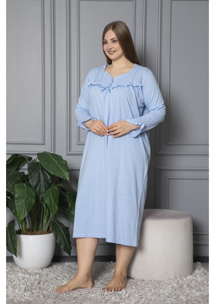 Mevsimlik Uzun Kol Pamuklu Penye Büyük Beden Anne Gecelik 180 fırsatları