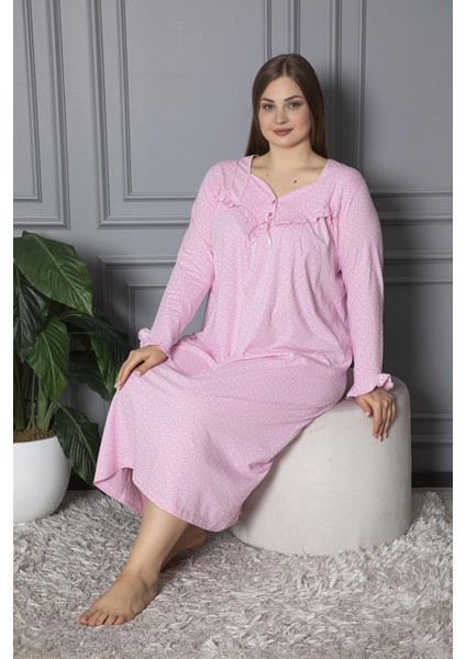 Mevsimlik Uzun Kol Pamuklu Penye Büyük Beden Anne Gecelik 180 fiyatları