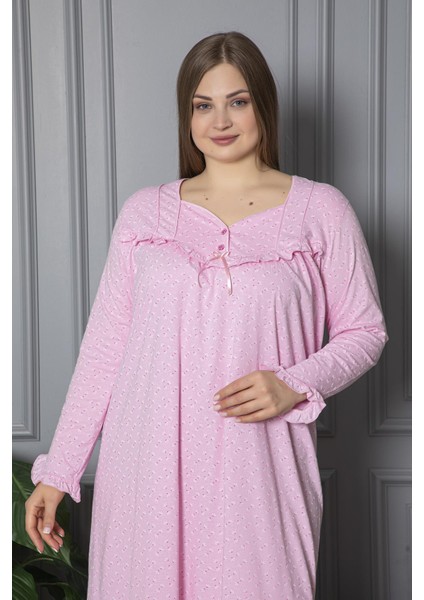 Mevsimlik Uzun Kol Pamuklu Penye Büyük Beden Anne Gecelik 180 modelleri