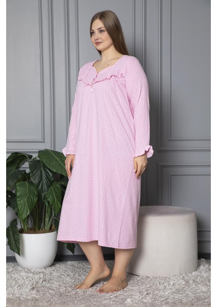 Mevsimlik Uzun Kol Pamuklu Penye Büyük Beden Anne Gecelik 180 fırsatları