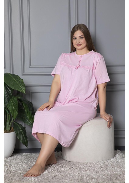 Kısa Kol Pamuklu Penye Büyük Beden Anne Geceliği 520 fiyatları