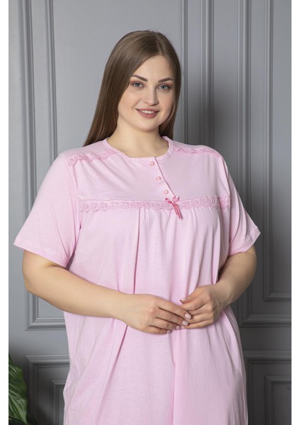 Kısa Kol Pamuklu Penye Büyük Beden Anne Geceliği 520 modelleri