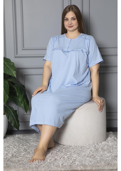Kısa Kol Pamuklu Penye Büyük Beden Anne Geceliği 520 fiyatları