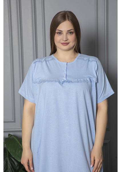 Kısa Kol Pamuklu Penye Büyük Beden Anne Geceliği 520 modelleri