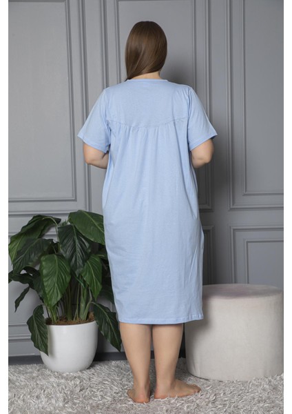 Kısa Kol Pamuklu Penye Büyük Beden Anne Geceliği 520 indirimleri