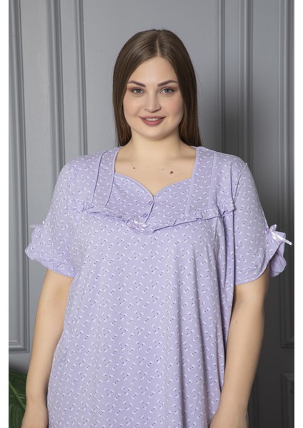 Kısa Kol Pamuklu Penye Büyük Beden Anne Geceliği 136 modelleri