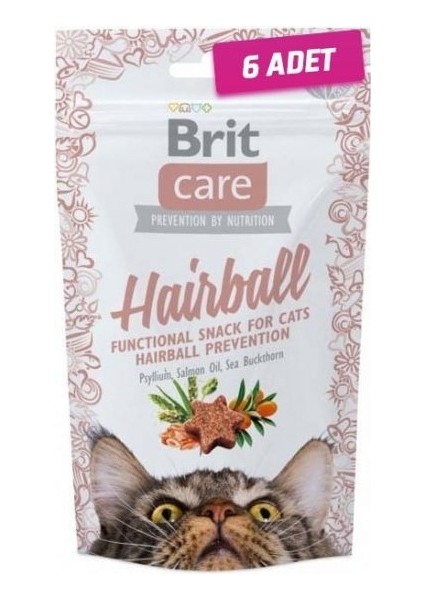 6 Adet - Brit Care Cat Snack Hairball Tüy Yumagı Engelleyici Kedi Ödülü 50 gr