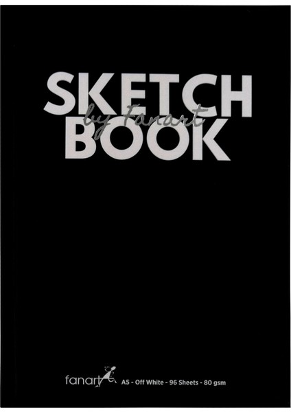 Sketch Book Sert Kapak Eskiz Çizim Defteri 80 Gr. A5 96 Sayfa Siyah Kapak