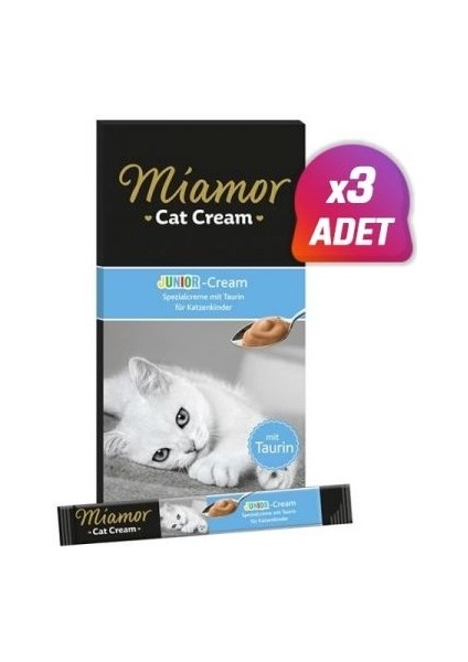 3 Adet - Miamor Junior Cream Süt Kremalı Ek Besin ve Yavru Kedi Ödülü 6X15 gr