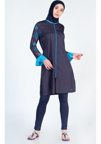 Alfasa 270 Uzun Kol Taytlı Kol Ucu Detaylı Tam Kapalı Tesettür Mayo