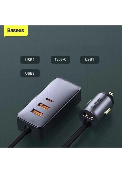 Share Together Pps 120W 4 Portlu (3 Usb+1 Type-C) Hızlı Araç Şarjı 1.5m