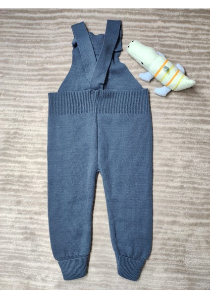 Ayarlanabilir Askılı Triko Salopet Erkek Çocuklar İçin Mavi Renk Akrilik fırsatları