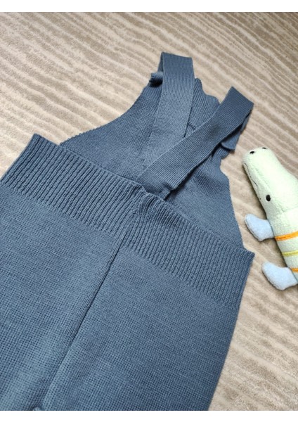 Ayarlanabilir Askılı Triko Salopet Erkek Çocuklar İçin Mavi Renk Akrilik indirimleri