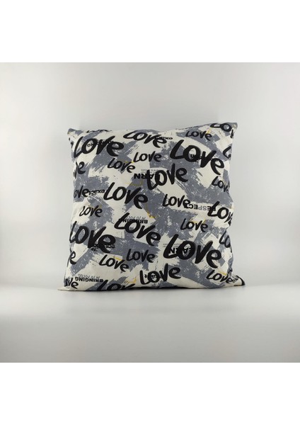 Love Baskılı Kırlent Kılıfı