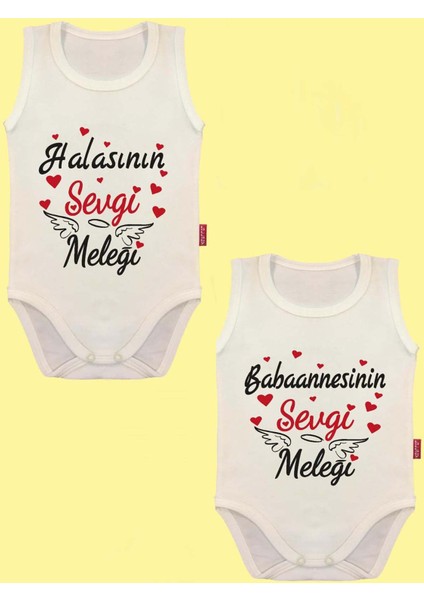 Halasının & Babaanesinin Sevgi Meleği Yazılı  Pamuk 2'li Zıbın Set