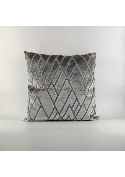 Gri Dragonal Kadife Kırlent Kılıfı