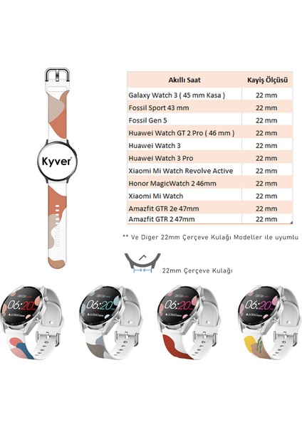 Huawei Gt 3 46MM Desenli Silikon Kordon 22 mm Uyumlu (Taba-Kahve)