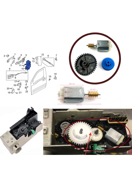 Bross Otomotiv BGE662+BDP153 Ford Transit Connect Mk1 2002–2013 Için Sürücü Kapı Merkezi Kilit Dişli Motor 9T1Z6121813B