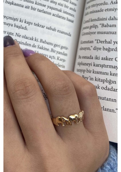 Çoklu Fil Modeli 14 Ayar Sarı Altın Yüzük