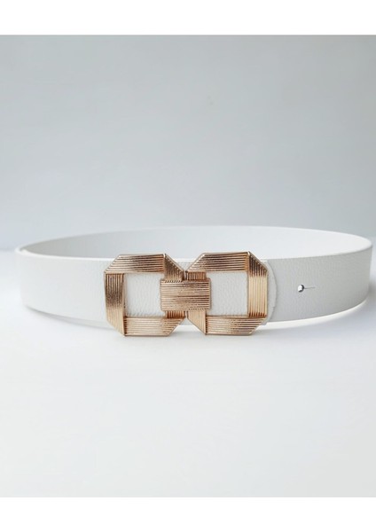 Kadın Gold Tokalı Beyaz Kemer İMX0030K