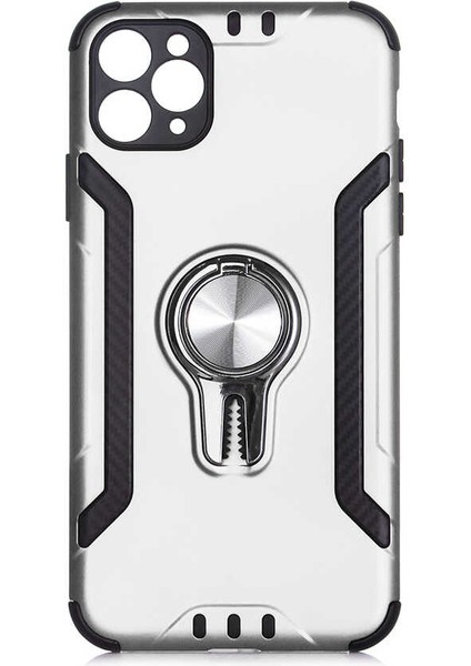Apple iPhone 11 Pro Kılıf Darbe Emici Yüzüklü Standlı Koko Kapak Gri