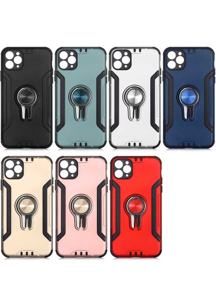 Apple iPhone 11 Pro Kılıf Darbe Emici Yüzüklü Standlı Koko Kapak Rose Gold
