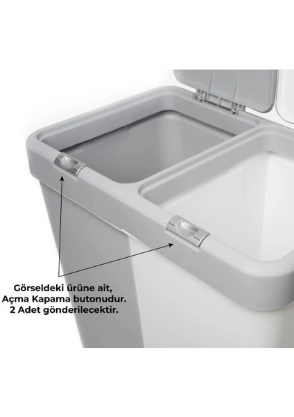 Motek Çamaşır Sepeti Yedek Parça Seti 40LT 80LT Tümüne Uyumlu 2Ad Buton+2Ad Yan Klips