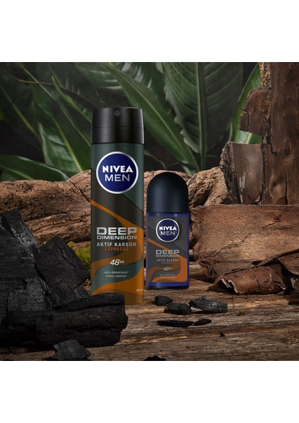 NIVEA Men Erkek Roll On Deodorant Deep Dimension Espresso 48 Saat Anti-perspirant Koruma 50ml; Çekici Koku