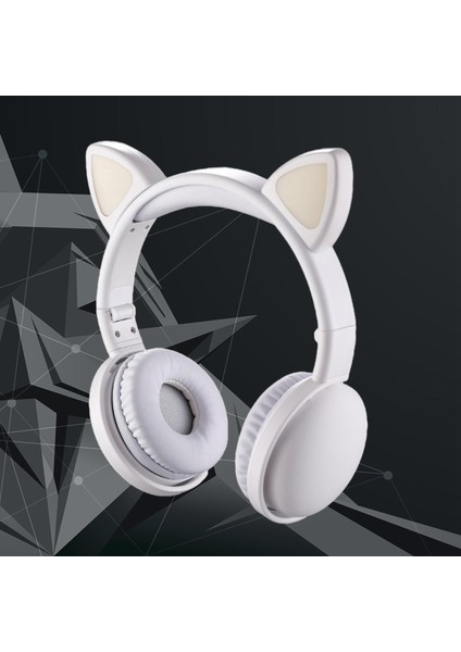 Kedi Kulaklık Stereo Ayarlanabilir Bluetooth 5.0 Kız Erkek Beyaz Için (Yurt Dışından)