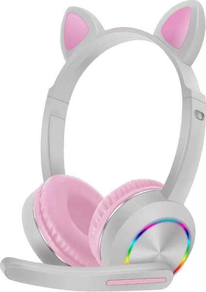 Kablosuz Bluetooth Kulaklıklar Kedi Kulak Kulaklık LED Işık Kulaklık Çocuklar Için Pembe Pembe Gri (Yurt Dışından) fırsatları