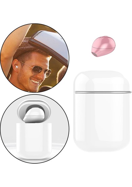 Mini Kablosuz Kulaklık Kulaklık Gizli Bluetooth Kulaklık Düğme Kontrol Pembe (Yurt Dışından)