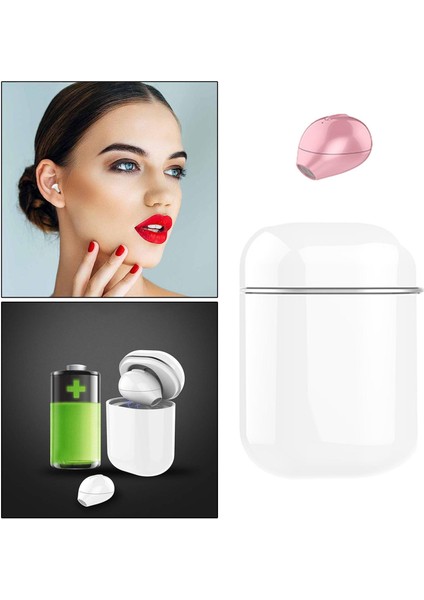 Mini Kablosuz Kulaklık Kulaklık Gizli Bluetooth Kulaklık Düğme Kontrol Pembe (Yurt Dışından)