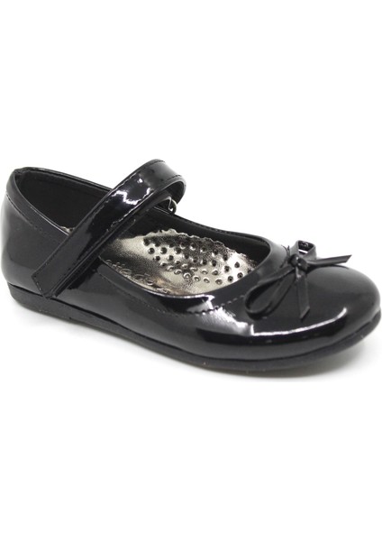 300 Kız Çocuk Siyah Rugan Fiyonklu Cırtlı Babet fiyatları