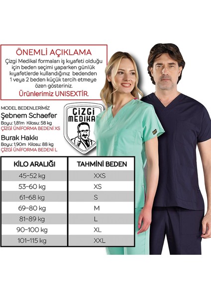 Lacivert Doktor Hemşire Forması Scrubs Terikoton Takım (Ince Kumaş) Yarasa Kol Hemşire Üniforması