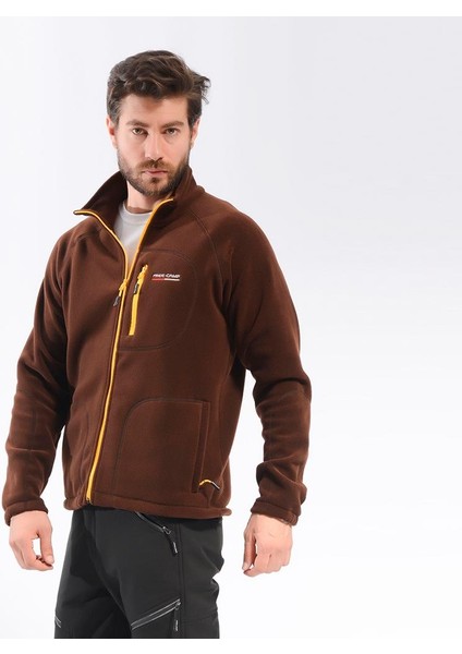 Man Full Zipper Fleece-Kahverengi