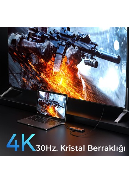 BX10HB Type-C to 4K HDMI 3*USB-A Gigabit Ethernet PD 100W SD ve Micro SD Kart Okuyucu Çoklayıcı Hub