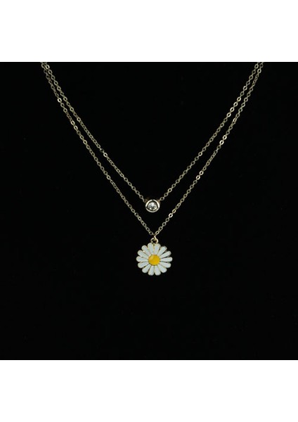 Papatya Çift Zincirli Çoklu Kolye Sevgiliye Hediye modelleri